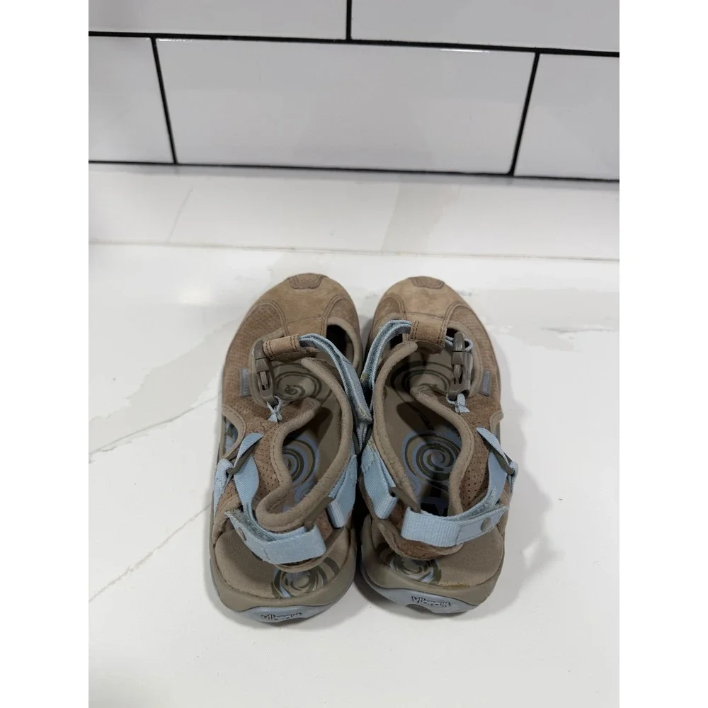 Merrell Siren Cassia Brindle Suede Vibram Hiking Sandals Womens 7.5 Brown Blue